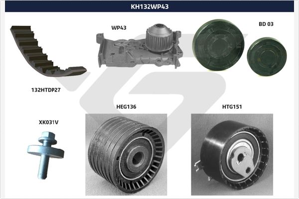 HUTCHINSON Vezérműszíjkészlet vízpumpával KH132WP43_HUT